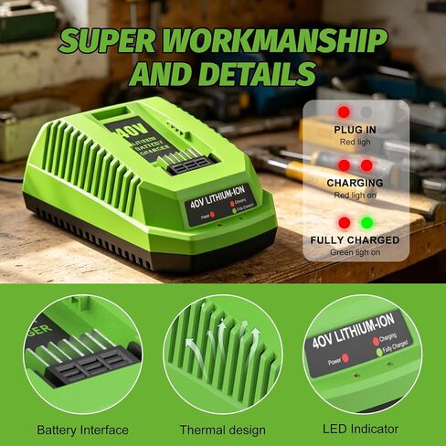 6.5Ah Replacement for Greenworks 40V Battery and Charger Compatible with Greenworks Battery 40V 29472 29462 G-MAX Tools in Kuwait