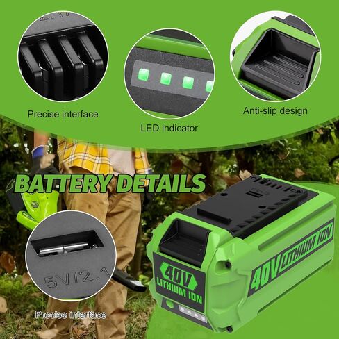 6.5Ah Replacement for Greenworks 40V Battery and Charger Compatible with Greenworks Battery 40V 29472 29462 G-MAX Tools in Kuwait