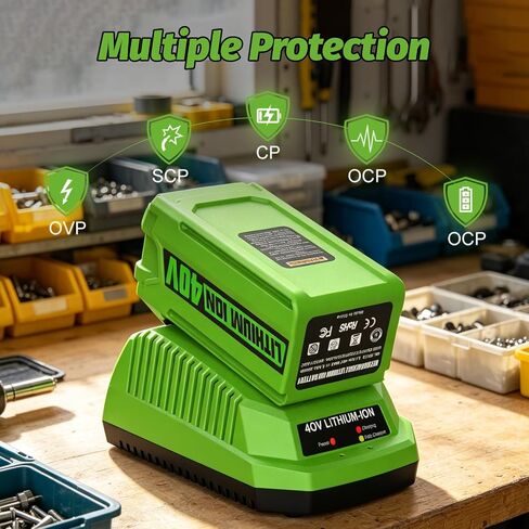 6.5Ah Replacement for Greenworks 40V Battery and Charger Compatible with Greenworks Battery 40V 29472 29462 G-MAX Tools in Kuwait