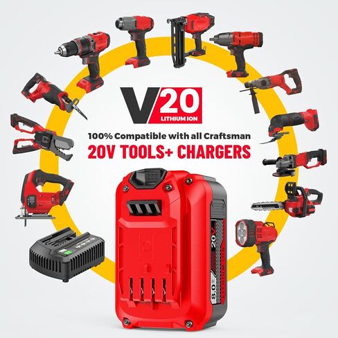 CMCB205 20V 8000mAh Battery Replacement for Craftsman 20V Battery CMCB204 CMCB202 CMCB201 CMCS500B CMCD700C1 Cordless Tool (Only for Craftsman 20V Max V20 Series) in Kuwait