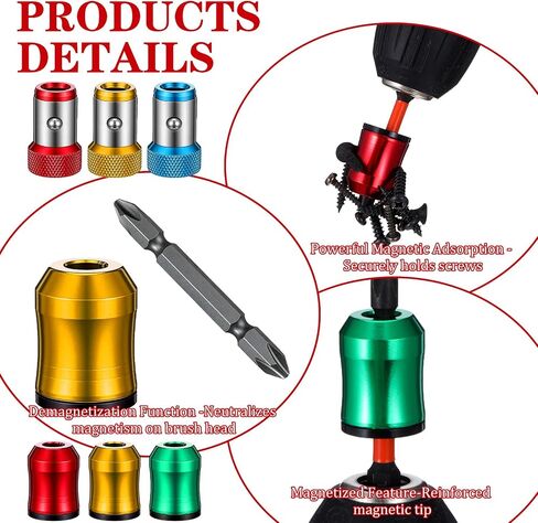 6Pcs Strong Magnetic Screw Holder Rings Screwdriver Magnetic Ring | Universal, Removable Household Tool for Drills, Fit for Hex Screwdrivers Bits in Kuwait