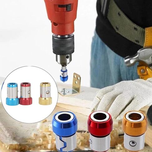Magnetic Screw Rings, Aluminum Alloy Knurling Magnet Suction Bit Holder for Hex Screwdriver Bits, Ideal for Furniture Assembly, Vehicle Maintenance in Kuwait