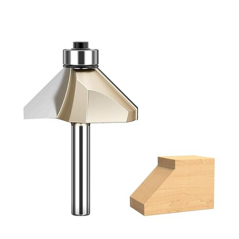 HUHAO Router Bits, Carbide Tipped 45 Degree Chamfer Router Bit for Edge Forming, Industrial Grade Cutting Tools for Woodworking (1/4 Inch Shank x 3/4 Inch Bevel ) in Kuwait