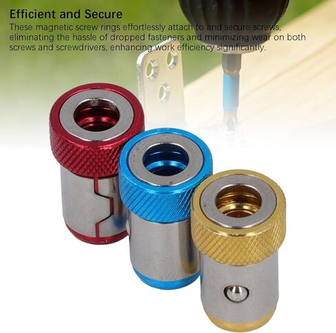 Magnetic Screw Rings, Aluminum Alloy Knurling Magnet Suction Bit Holder for Hex Screwdriver Bits, Ideal for Furniture Assembly, Vehicle Maintenance in Kuwait
