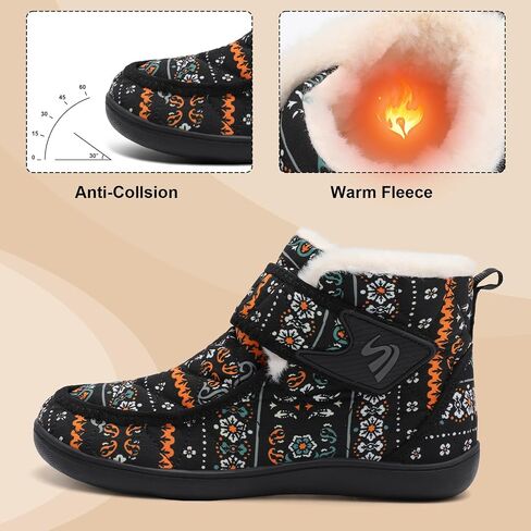 Winter Boots for Women Waterproof Snow Boots Fuzzy Zero Drop Winter Shoes Slip On Ankle Booties for Outdoor Walking in Saudi Arabia