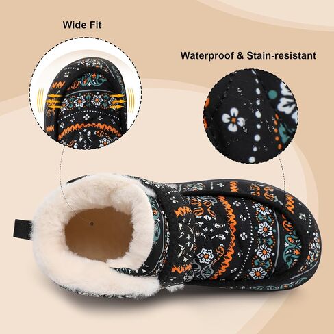 Winter Boots for Women Waterproof Snow Boots Fuzzy Zero Drop Winter Shoes Slip On Ankle Booties for Outdoor Walking in Saudi Arabia