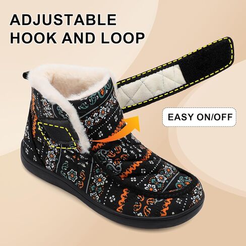 Winter Boots for Women Waterproof Snow Boots Fuzzy Zero Drop Winter Shoes Slip On Ankle Booties for Outdoor Walking in Saudi Arabia