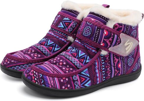 Winter Boots for Women Waterproof Snow Boots Fuzzy Zero Drop Winter Shoes Slip On Ankle Booties for Outdoor Walking in Saudi Arabia