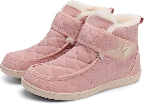 Winter Boots for Women Waterproof Snow Boots Fuzzy Zero Drop Winter Shoes Slip On Ankle Booties for Outdoor Walking in Saudi Arabia
