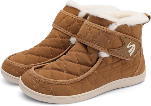 Winter Boots for Women Waterproof Snow Boots Fuzzy Zero Drop Winter Shoes Slip On Ankle Booties for Outdoor Walking in Saudi Arabia