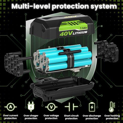 2Pack High Capacity 7500mAh OP40261 Replacement for Ryobi 40V Battery Lithium and OP401 Charger Compatible with Ryobi 40 Volt Battery OP4050 OP4040 OP40401 OP40201 OP40601 Cordless Power Tools(3Pack) in Kuwait