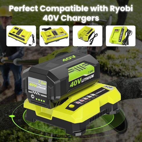 2Pack High Capacity 7500mAh OP40261 Replacement for Ryobi 40V Battery Lithium and OP401 Charger Compatible with Ryobi 40 Volt Battery OP4050 OP4040 OP40401 OP40201 OP40601 Cordless Power Tools(3Pack) in Kuwait