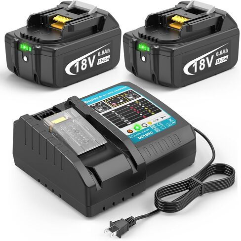 Futurebatt 1 Pack 18V Battery for Makita 6.0ah Replaced Lithium Ion Battery Compatible with 18 Volt BL1860B BL1850B BL1840B BL1830B BL1815B for Cordless Power Tools in Kuwait