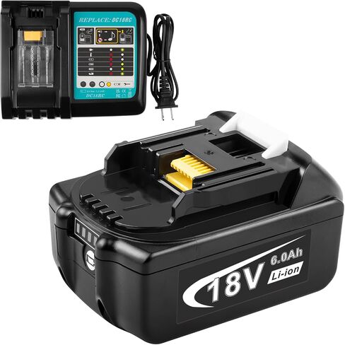 Futurebatt 1 Pack 18V Battery for Makita 6.0ah Replaced Lithium Ion Battery Compatible with 18 Volt BL1860B BL1850B BL1840B BL1830B BL1815B for Cordless Power Tools in Saudi Arabia
