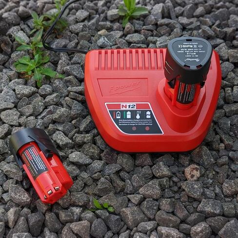 Compatible with Milwaukee 12V 3000mAh Battery(2 Packs) and Charger Kit | 112 Volt Lithium-Ion Replacement Battery with Charger Kit for 48-11-2401 48-11-2411 48-59-2401 48-11-2420 Power Tools in Kuwait