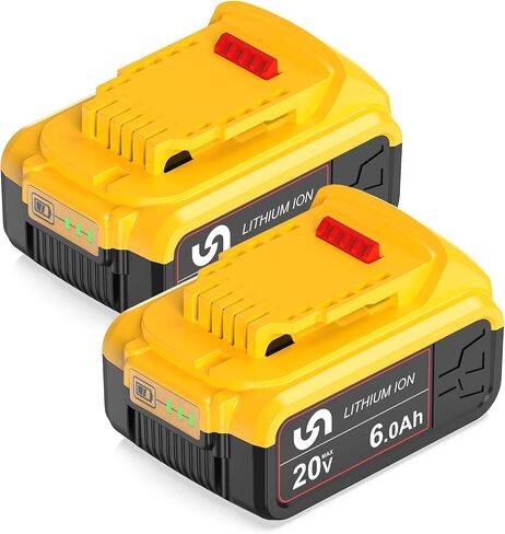 2Packs 20V 6.0A Battery Replacement for Dewalt 20V Max Battery Compatible with DCB203 DCB206 20 Volt Batteries for dewalt Tools DCB205 DCB204 DCB200 DCB201 DCB207 DCB209 in Kuwait