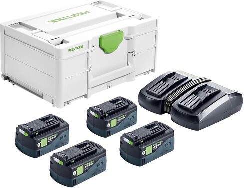 Festool 578675 SYS 18V 4xHP5/TCL6DUO Energy Set | Four 5.0Ah Li-HighPower Batteries, Dual Rapid Charger & SYS3 Systainer Storage System (New Model) in Kuwait