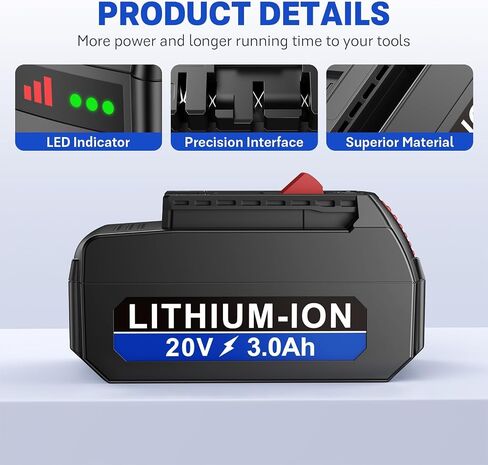 ARyee Compatible with Dremel 20v Max Battery 3.0Ah, Replacement Rechargeable B20V20 Lithium-ion Battery, Compatibility for US20V Ultra-Saw and The MM20V Oscillating Tool in Kuwait