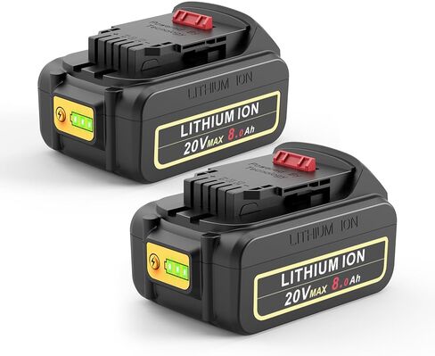 Labtec 2-Pack 8.0Ah 20V Max Battery Replacement Compatible with Dewalt 20V XR Tools, Replace DCB206 DCB200 DCB204 DCB201 DCB207, Fit for DCD/DCF/DCG Series Cordless Power Tools in Kuwait