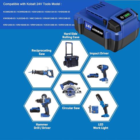 for Kobalt 24V Battery Replacement 6.0Ah – High Capacity Rechargeable Lithium Battery Compatible with Kobalt 24 Volt Cordless Power Tools in Kuwait