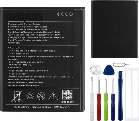 Replacement Battery TN-BL3000R1 Compatible with N0kia C100, C100 2022, N152DL, TA-1520, 3.85V 2900mAH, with Repair Tool Kit in Kuwait