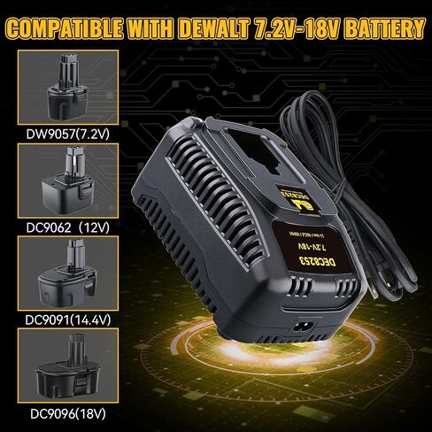 1Pack DC9310 Battery Charger Compatible with Dewalt 7.2V-18V Lithium Ion/NiCd/NiMH DC9071 DC9091 DC9096 DW9072 DW9057 DW9091 DW9062 Cordless Power Tool Battery Charger in Kuwait