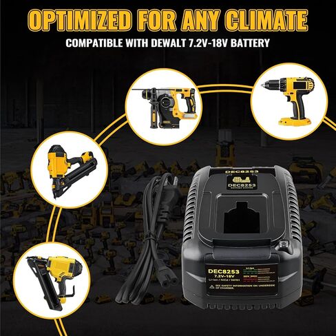 1Pack DC9310 Battery Charger Compatible with Dewalt 7.2V-18V Lithium Ion/NiCd/NiMH DC9071 DC9091 DC9096 DW9072 DW9057 DW9091 DW9062 Cordless Power Tool Battery Charger in Kuwait