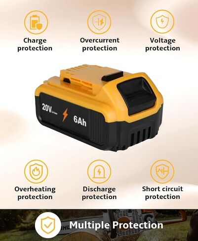 2-Pack 20V 6.0Ah Lithium Ion Replacement Battery for 20V MAX Cordless Tools | Compatible with DCB200 DCB203 DCB204 DCB205 and DCB206 battery models in Kuwait