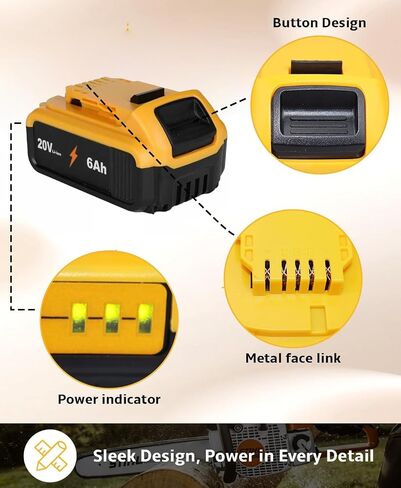 2-Pack 20V 6.0Ah Lithium Ion Replacement Battery for 20V MAX Cordless Tools | Compatible with DCB200 DCB203 DCB204 DCB205 and DCB206 battery models in Kuwait