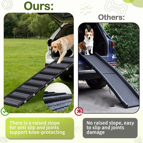 Large Dog Ramp, 47.2" Long and 15.8" Wide Wooden Folding Portable Pet Ramp, Adjustable from 11.8" to 29.5" with Non-Slip Traction Mat, Dog Ramps for Car, Bed, Couch, Rated for 150 LBS in Saudi Arabia