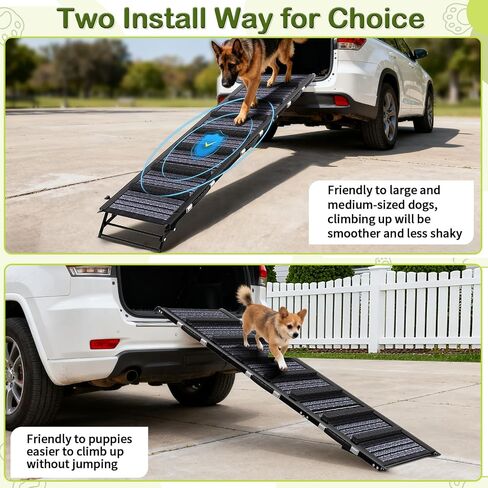 Large Dog Ramp, 47.2" Long and 15.8" Wide Wooden Folding Portable Pet Ramp, Adjustable from 11.8" to 29.5" with Non-Slip Traction Mat, Dog Ramps for Car, Bed, Couch, Rated for 150 LBS in Saudi Arabia