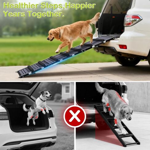 Large Dog Ramp, 47.2" Long and 15.8" Wide Wooden Folding Portable Pet Ramp, Adjustable from 11.8" to 29.5" with Non-Slip Traction Mat, Dog Ramps for Car, Bed, Couch, Rated for 150 LBS in Saudi Arabia