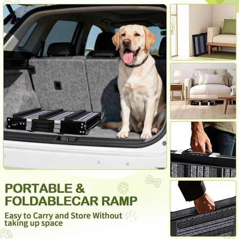 Large Dog Ramp, 47.2" Long and 15.8" Wide Wooden Folding Portable Pet Ramp, Adjustable from 11.8" to 29.5" with Non-Slip Traction Mat, Dog Ramps for Car, Bed, Couch, Rated for 150 LBS in Saudi Arabia