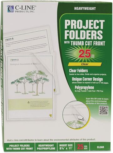 C-Line Project Folders, Clear Finish, 8-1/2 x 11 Inches, 35 per Box (62627) in Saudi Arabia