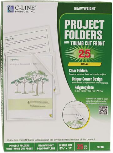 C-Line Project Folders, Clear Finish, 8-1/2 x 11 Inches, 35 per Box (62627) in Saudi Arabia