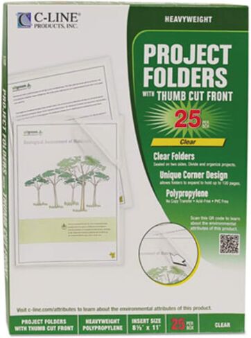 C-Line Project Folders, Clear Finish, 8-1/2 x 11 Inches, 35 per Box (62627) in Saudi Arabia