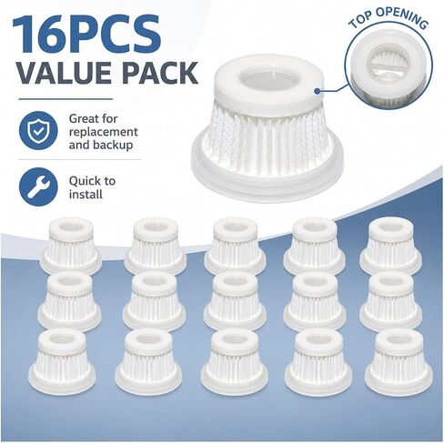 16PCS HEPA Vacuum Filter Replacement Compatible for MBNGF X9 Ultra Cordless Car Vacuum, for ZARIMI X12-ULTRA Mini Vacuum, Washable Handheld Vacuum Filters in Kuwait