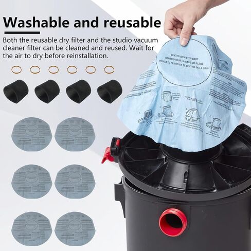 UPGRADED 6x Filters 90107/90137 & 4x Foam Sleeve 90585 & 6x Retaining Bands Compatible with Shop vac 5801210, 5801411, 5801611, 5802610, 5811600, 5811610, 5821200, 5821400, 5821600（16 Pcs) by Gxcdizx in Kuwait