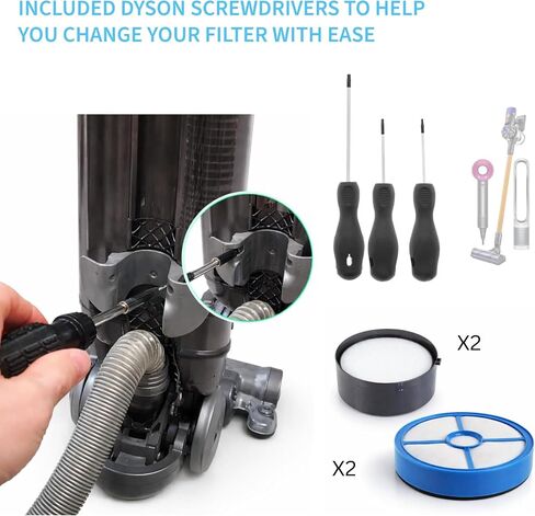 HEPA Filter Kit Compatible with Dyson DC18 Vacuum Cleaners – 2 Pre & 2Post Motor Filters + 3-Piece Screwdriver Set for Easy Replacement in Kuwait