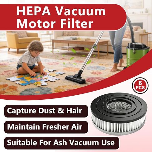 6 Pcs PAVC101 Vacuum Motor Filters Compatible with PowerSmith | 10 Amp Ash Vacuum, HEPA Filter Replacement, Washable and Reusable in Kuwait