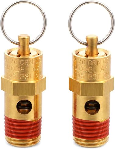 2 Pcs 1/4 Inch NPT 135 PSI Air Compressor Pressure Relief Safety Valve, Brass Safety Valve for Air Compressor NPT Threaded Airs CompressorPart for Water Discharge in Kuwait