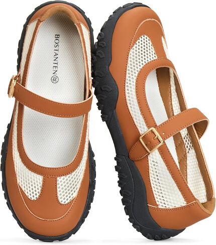 BOSTANTEN Ballet Sneakers Mary Jane Shoes, Breathable Mesh, Cushioned Sole | Lightweight Mesh Design, Comfortable Cushioning Insole for All-day Walking, Anti-slip Outsole, Cute Mary Jane & Ballet Style in Kuwait