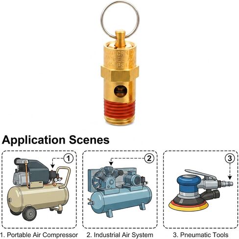 2 Pcs 1/4 Inch NPT 135 PSI Air Compressor Pressure Relief Safety Valve, Brass Safety Valve for Air Compressor NPT Threaded Airs CompressorPart for Water Discharge in Kuwait