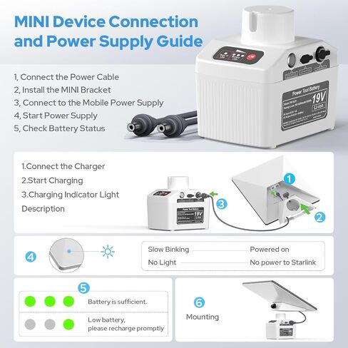 19V/8000mAh 152Wh Compatible with Starlink Mini Battery Pack (8-Hour Battery Life), with DC & Type-C Ports, Rechargeable Outdoor Power Supply for Star-Link Mini Dish, Camping & Travel in Kuwait
