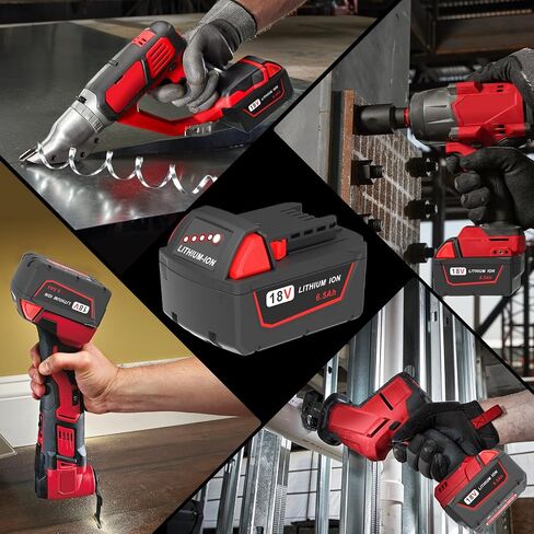 Worthmah 2 Pack 6.5Ah 18V Batteries Replace for Milwaukee M18 Battery Lithium lon 48-11-1860 48-11-1850, Compatible with m18 Milwaukee Battery Charger and 18 Volt Cordless Power Tools in Kuwait