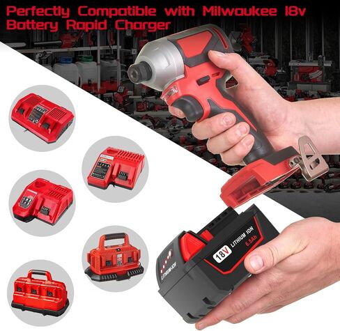 Worthmah 2 Pack 6.5Ah 18V Batteries Replace for Milwaukee M18 Battery Lithium lon 48-11-1860 48-11-1850, Compatible with m18 Milwaukee Battery Charger and 18 Volt Cordless Power Tools in Kuwait