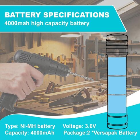 CREABEST 2Pack 3.6V 4.0Ah Ni-MH Battery fits Black & Decker Versapak VP100 | Compatible with VP100 VP100C VP105 VP105C VP110 VP110C VP143 Model Power Tools Versapak Batteries in Kuwait