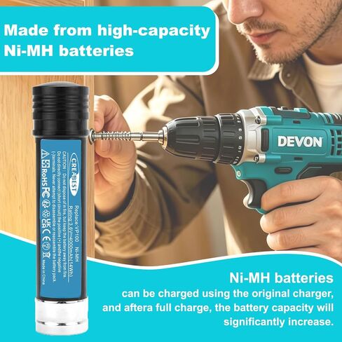 CREABEST 2Pack 3.6V 4.0Ah Ni-MH Battery fits Black & Decker Versapak VP100 | Compatible with VP100 VP100C VP105 VP105C VP110 VP110C VP143 Model Power Tools Versapak Batteries in Kuwait