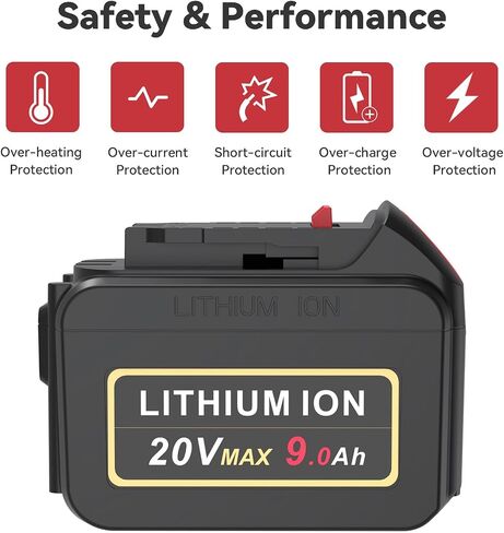 Labtec DCB209 18V 20V Max 9000mAh Lithium Battery Replacement for DeWalt DCB204 DCB205 DCB206 DCB205-2 DCB200 DCB201 DCB203 DCB181 DCB180 N123283 20V DCD/DCF/DCG/DCS Series Cordless Power Tool in Kuwait