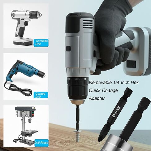 8 PCS Countersink Drill Bit Set, HSS Woodworking Drill Bits Set with Adjustable Depth Stop, 1/4" Hex Shank Quick Change Drill Kit for Metal, Wood, Plywood, MDF, Plastic, with Storage Box in Kuwait